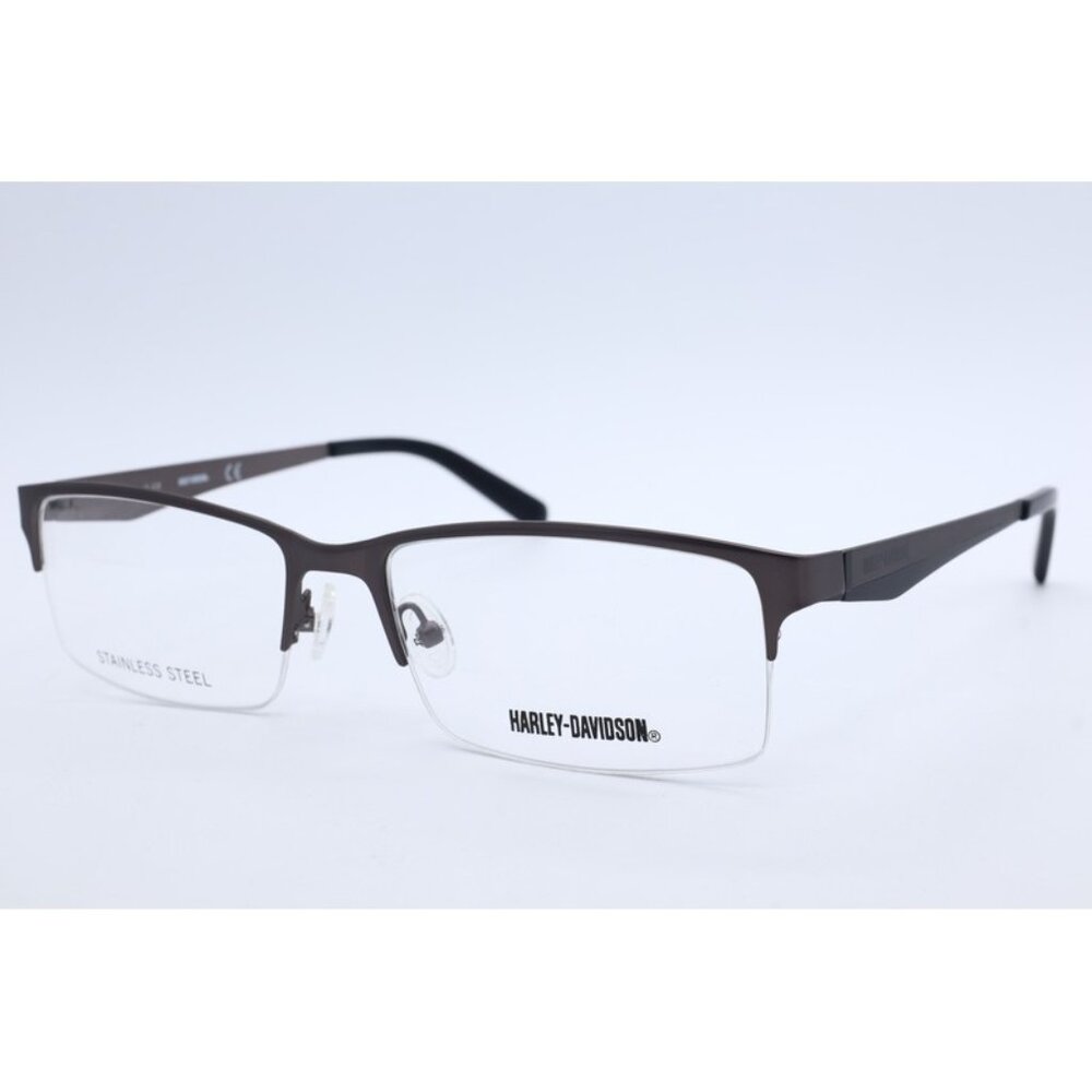 HARLEY-DAVIDSON HD0766 009 Square Matte Brown Eyeglasses Clear Lenses 57mm